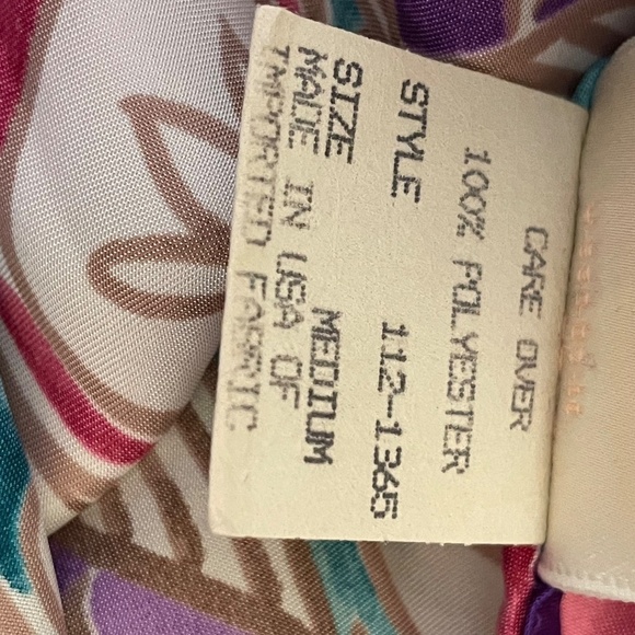 Vintage Addonna Purple Pink Floral Print Slip Rounded Neck Sits High On Thigh - Picture 7 of 8